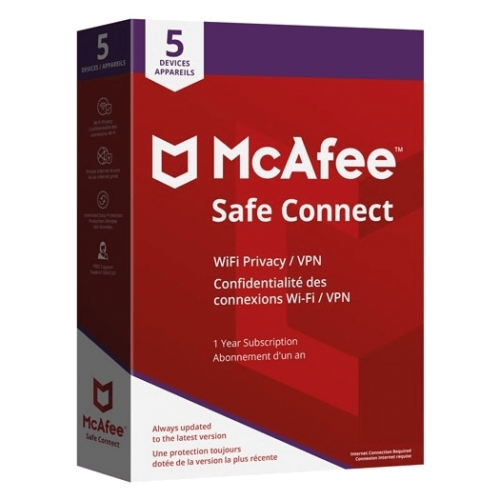 McAfee Safe Connect VPN Premium - 1-Year / 5-Device McAfee Safe Connect VPN Premium - 1-Year / 5-Device