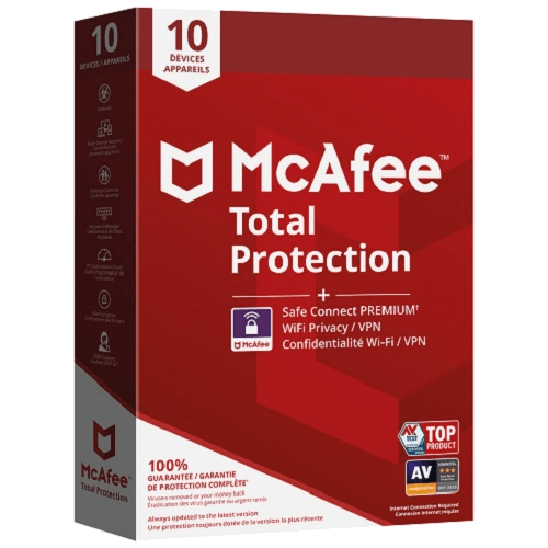 McAfee Total Protection with Safe Connect VPN - 1-Year / 10-Devices