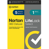 Norton 360 Deluxe with LifeLock Select - 1-Year / 5-Device - USA