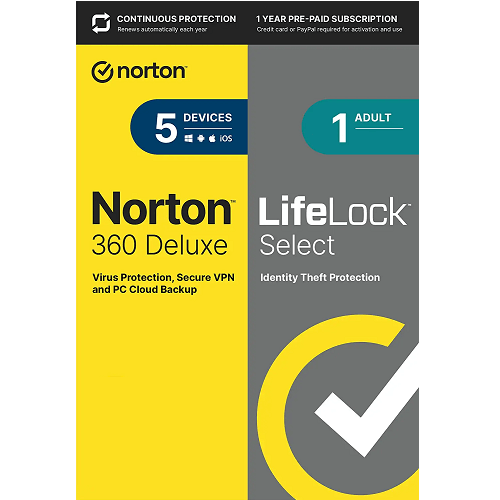 Norton 360 Deluxe with LifeLock Select - 1-Year / 5-Device - USA/Canada