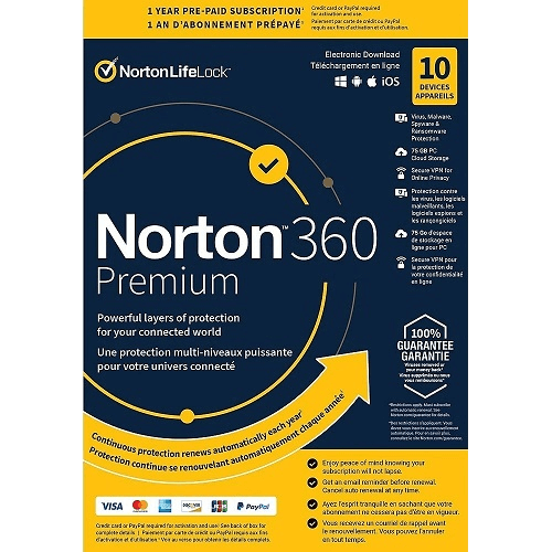Norton 360 Premium - 1-Year / 10-Device - USA/Canada
