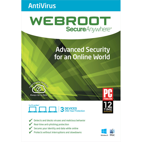 Webroot SecureAnywhere Antivirus - 1-Year / 3-Device