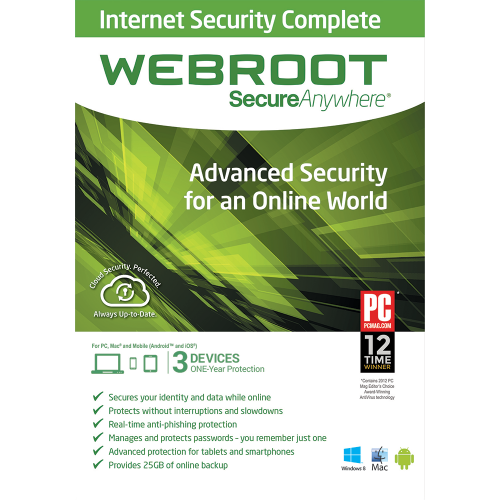 Webroot SecureAnywhere Internet Security Complete - 1-Year / 3-Device