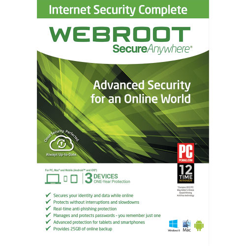 Webroot SecureAnywhere Internet Security Complete - 1-Year / 3-Device Webroot SecureAnywhere Internet Security Complete - 1-Year / 3-Device