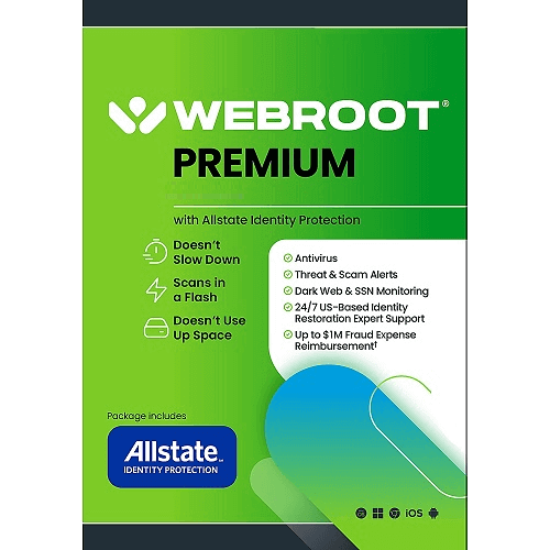 Webroot Premium with Allstate Identity Protection - 1-Year / 5-Device